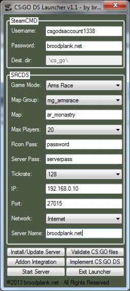 Программа Dedicated Server Launcher v.12.2 для CS:GO